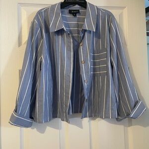 Bwear Blue and White Striped Collared Shirt